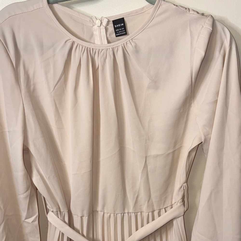 SHEIN Soft Beige Long Sleeve Dress